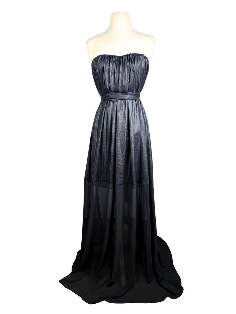 BCBG Max Azria Black Goddess Gown Sheer Overlay Maxi Dress 2